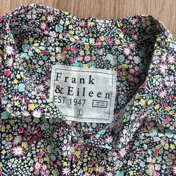 FRANK & EILEEN BARRY Tailored Crinkle Cotton Floral Button-Up Shirt L - Picture 3 of 11